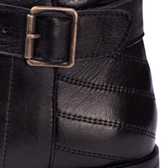 Bota Cano Curto Feminina Em Couro