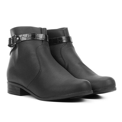 Bota Cano Curto Look Fashion Detalhe Croco Feminina - Feminino