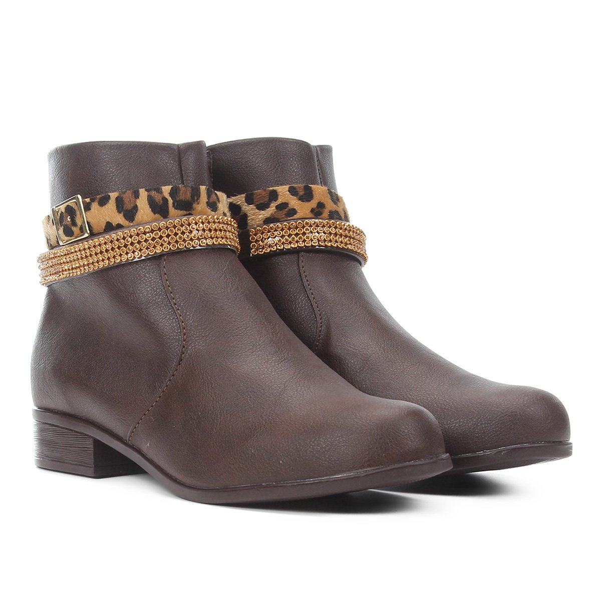 Bota Cano Curto Look Fashion Detalhe Onça Feminina - Café é ruim? Bota Cano Curto Look Fashion Detalhe Onça Feminina - Café é boa?