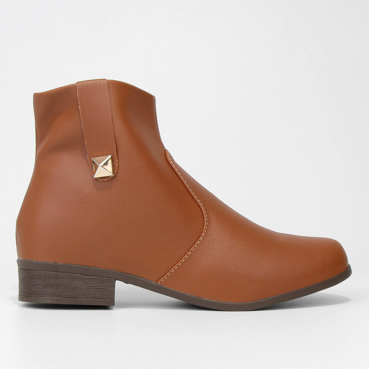 Bota Cano Curto Look Fashion Tira Tacha Feminina Menor preço em Bota Cano Curto Look Fashion Tira Tacha Feminina