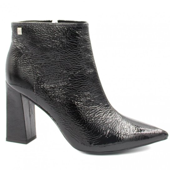 Bota Cano Curto Loucos e Santos Ankle Boot Salto Alto Feminina - Preto
