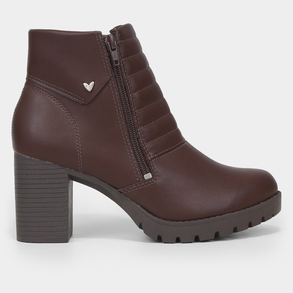 Bota Cano Curto Mississipi Salto Bloco Feminina - Marrom Menor preço em Bota Cano Curto Mississipi Salto Bloco Feminina - Marrom