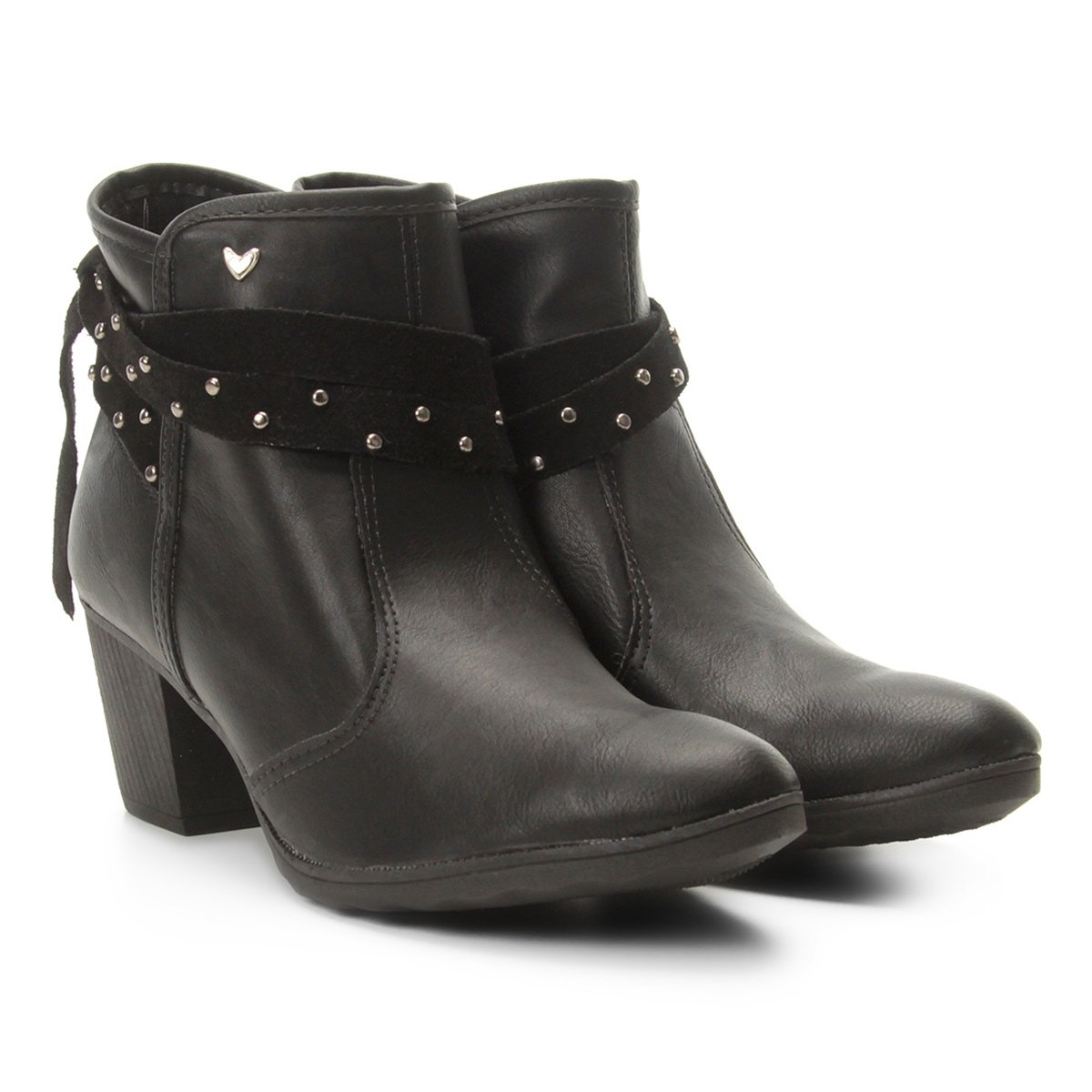 Bota Cano Curto Mississipi Tira Tachas Cravinho Feminina - Preto Menor preço em Bota Cano Curto Mississipi Tira Tachas Cravinho Feminina - Preto