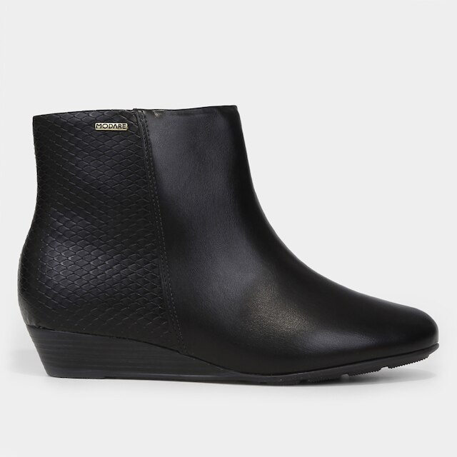 Bota Cano Curto Modare Textura Snaker Salto Baixo Feminina
