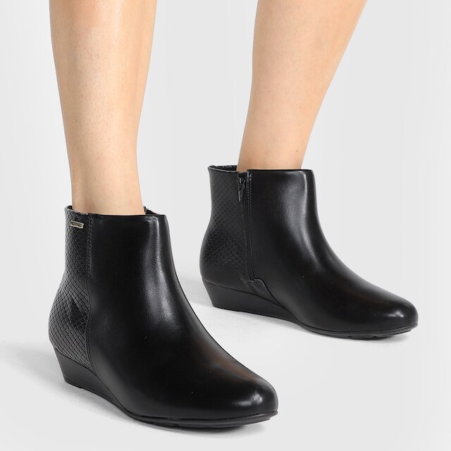 Bota Cano Curto Modare Textura Snaker Salto Baixo Feminina