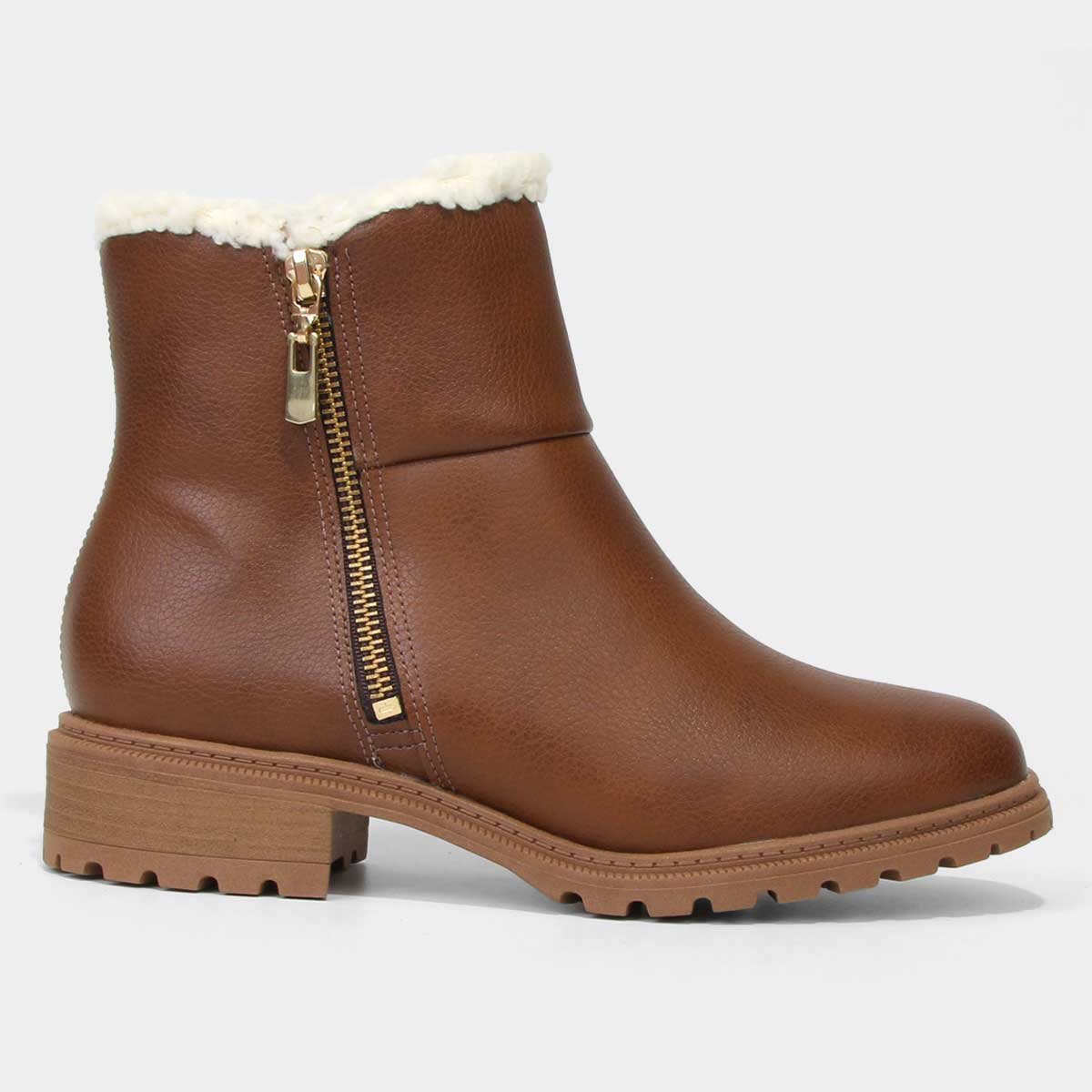Bota Cano Curto Modare Tratorada Feminina - Caramelo Menor preço em Bota Cano Curto Modare Tratorada Feminina - Caramelo