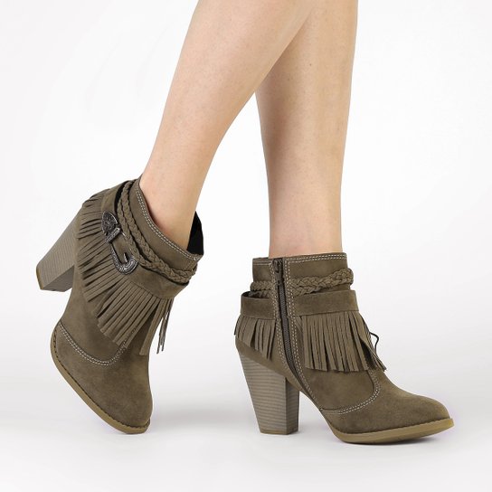 Bota Cano Curto Moleca Salto Grosso Feminina - Cinza