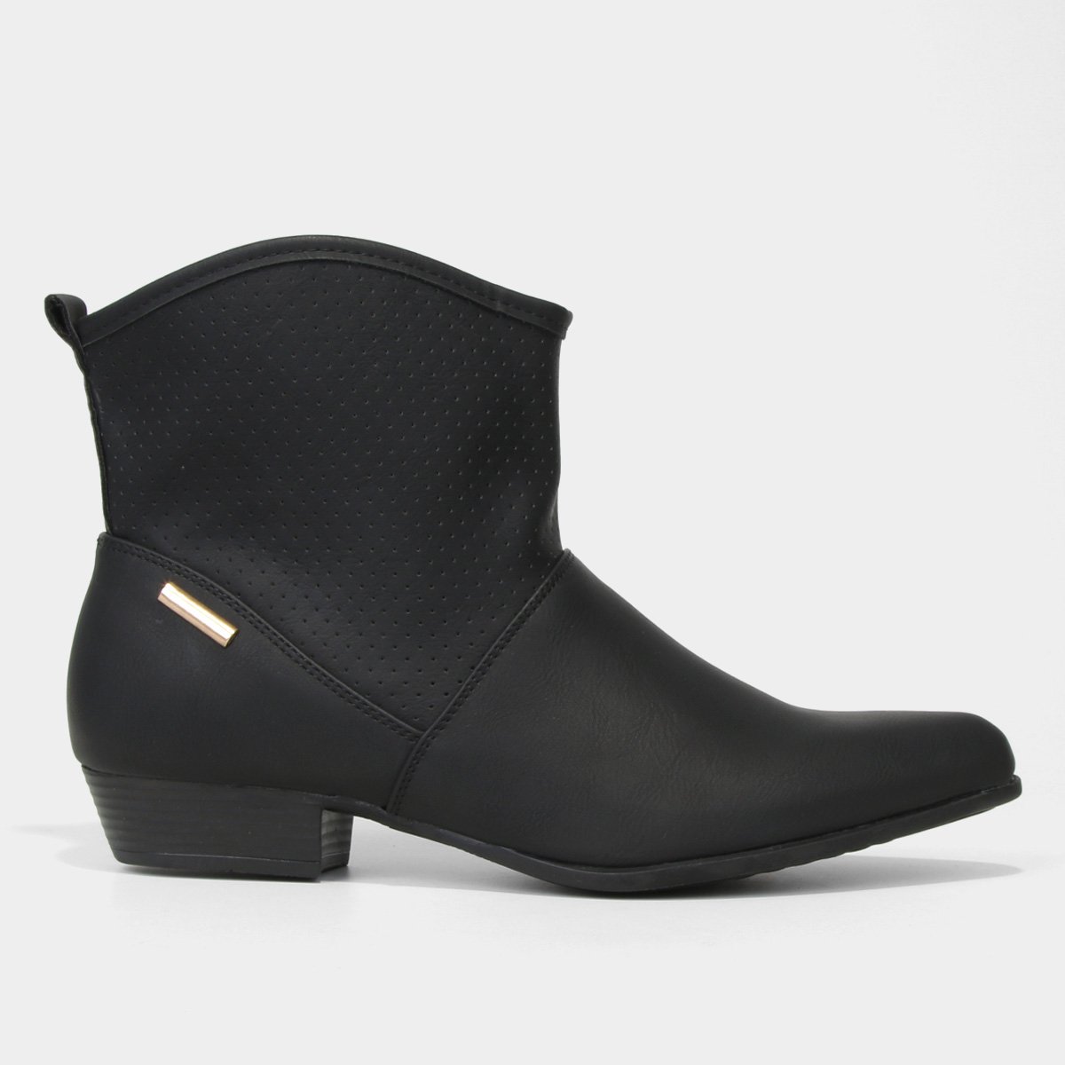 Bota Cano Curto Mooncity Bico Fino Feminina - Preto Menor preço em Bota Cano Curto Mooncity Bico Fino Feminina - Preto