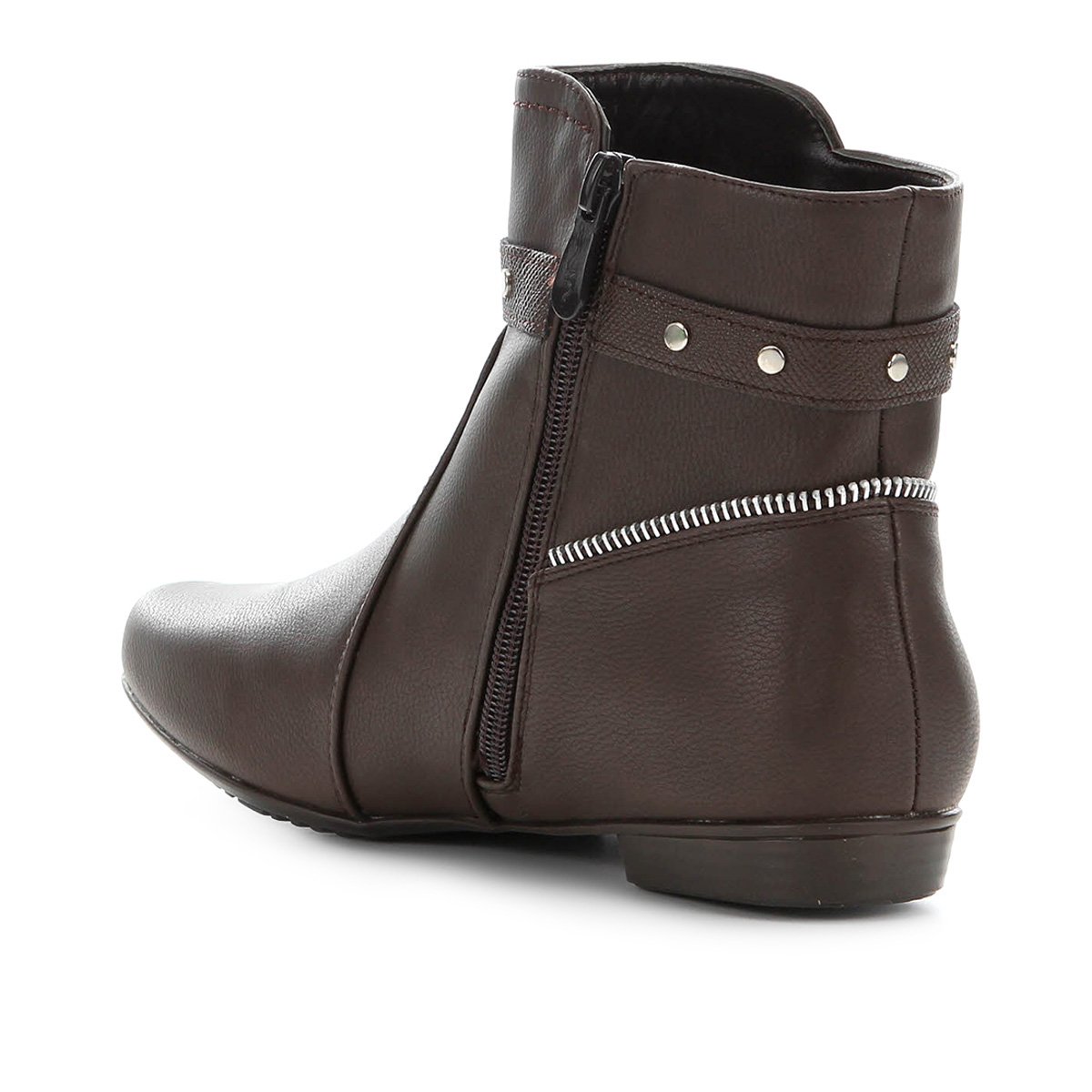 Bota Cano Curto Mooncity Detalhe Tiras Feminina - Marrom | Zattini