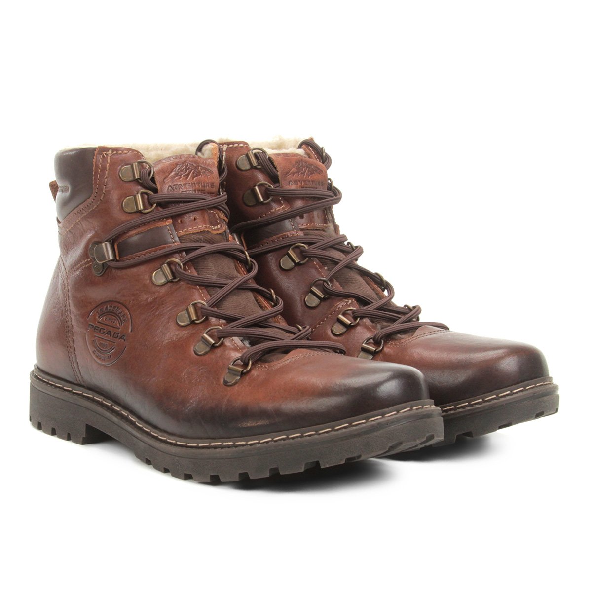 Bota Cano Curto Pegada Couro Estonada Masculina - Marrom Menor preço em Bota Cano Curto Pegada Couro Estonada Masculina - Marrom