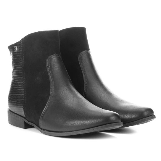 Bota Cano Curto Ramarim Flat Feminina - Preto