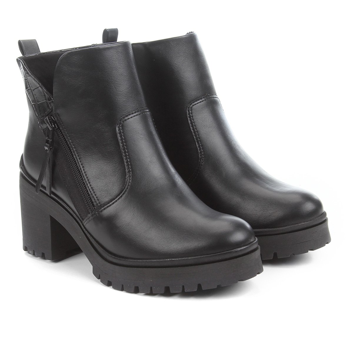 Bota Cano Curto Ramarim Tratorada Zíper Lateral Feminina - Preto é ruim? Bota Cano Curto Ramarim Tratorada Zíper Lateral Feminina - Preto é boa?