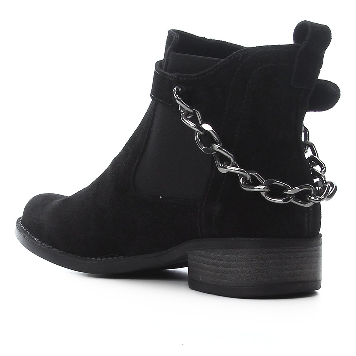 Bota Cano Curto Shoestock Corrente Salto Baixo Feminina - Preto | Zattini