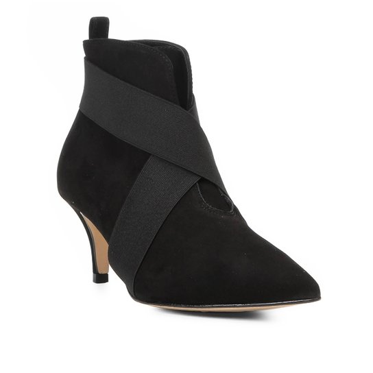 Bota Cano Curto Shoestock Kitten Heel Elástico Feminina - Preto