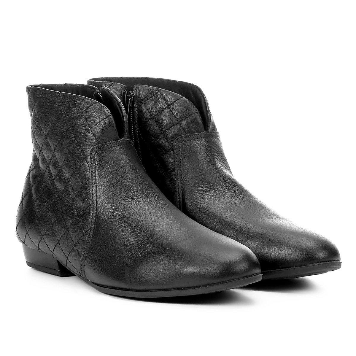Bota Cano Curto Usaflex Matelassê Feminina - Preto Menor preço em Bota Cano Curto Usaflex Matelassê Feminina - Preto