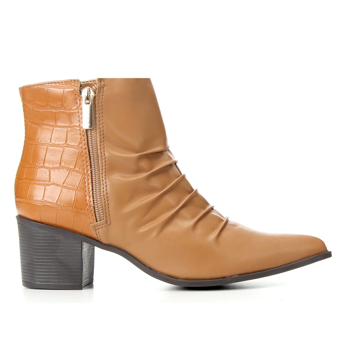 bota cano curto bico fino caramelo
