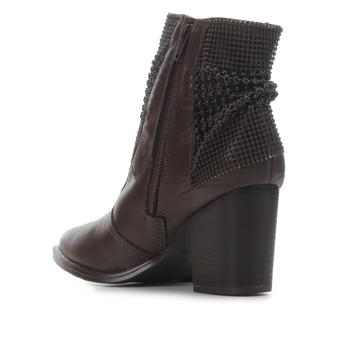 Bota Cano Curto Via Uno Bico Fino Malha Texturizada Feminina - Café |  Zattini