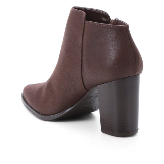 Bota Cano Curto Via Uno Salto Alto Feminina - Café