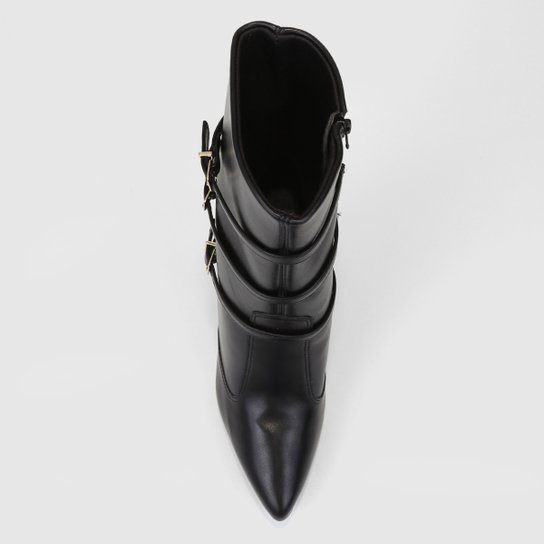 Bota Cano Curto Vizzano Bico Fino Fivelas Feminina