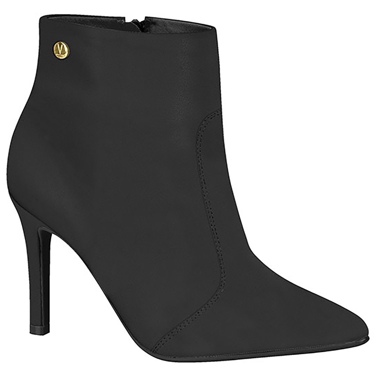 Bota Cano Curto Vizzano Bico Fino Lisa Feminina - Preto Menor preço em Bota Cano Curto Vizzano Bico Fino Lisa Feminina - Preto