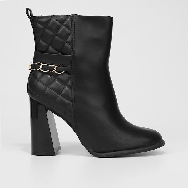 Bota Cano Curto Vizzano Matelassê Salto Alto Feminina