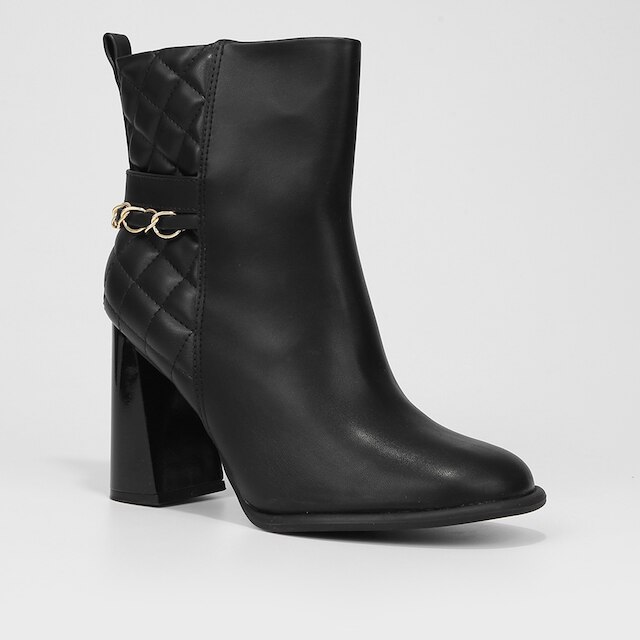 Bota Cano Curto Vizzano Matelassê Salto Alto Feminina