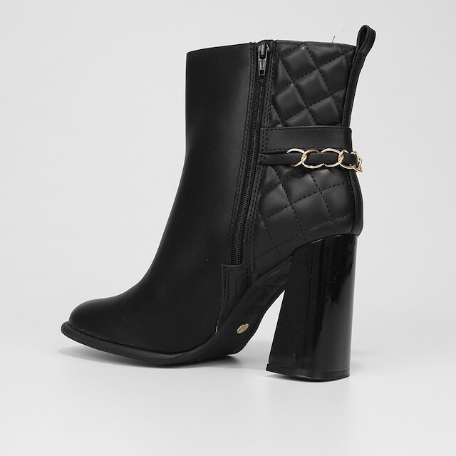 Bota Cano Curto Vizzano Matelassê Salto Alto Feminina