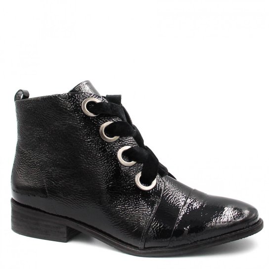 Bota Cano Curto Zariff Shoes Ankle Boot Verniz Feminina - Preto