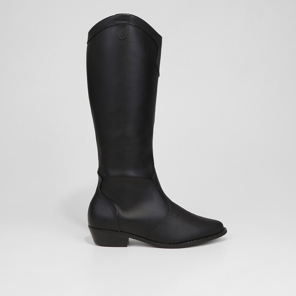 Bota Cano Longo Moleca Bico Fino Bordada Feminina - Preto Menor preço em Bota Cano Longo Moleca Bico Fino Bordada Feminina - Preto
