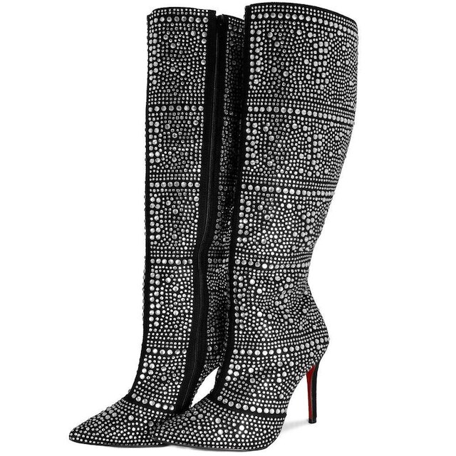 Bota Cano Longo Salto Fino Brilho Sapato Show 1601834