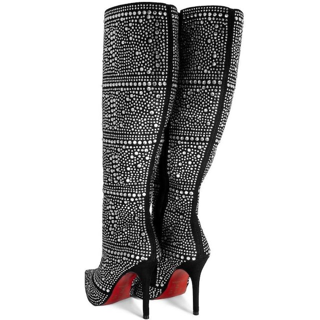 Bota Cano Longo Salto Fino Brilho Sapato Show 1601834