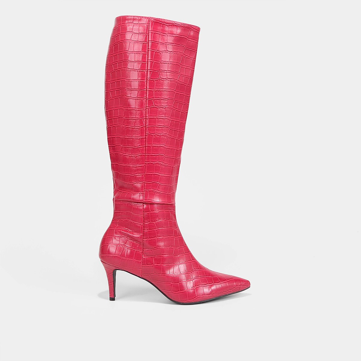 Bota Cano Longo Shoestock Salto Médio Feminina - Vermelho Menor preço em Bota Cano Longo Shoestock Salto Médio Feminina - Vermelho
