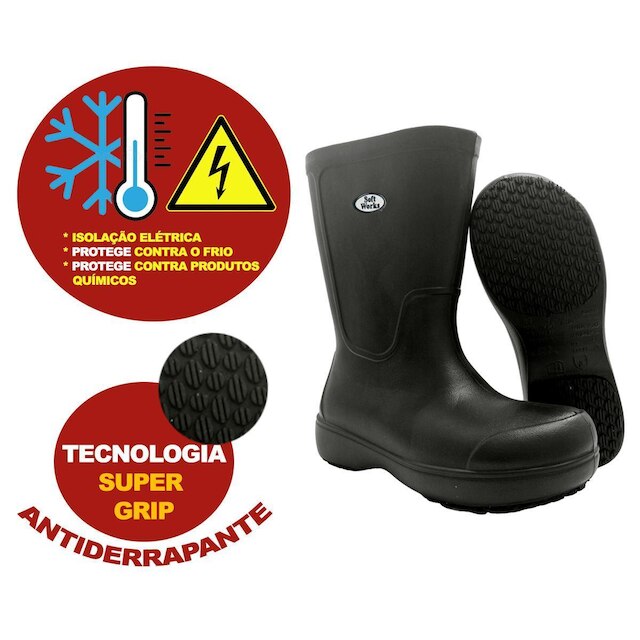 Bota Cano Longo SoftWorks Antiderrapante Super Grip Para Limpeza EVA BB86