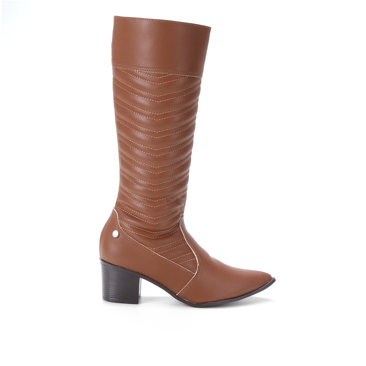 Bota Cano Longo Via Uno Bico Fino Feminina - Marrom Claro Menor preço em Bota Cano Longo Via Uno Bico Fino Feminina - Marrom Claro