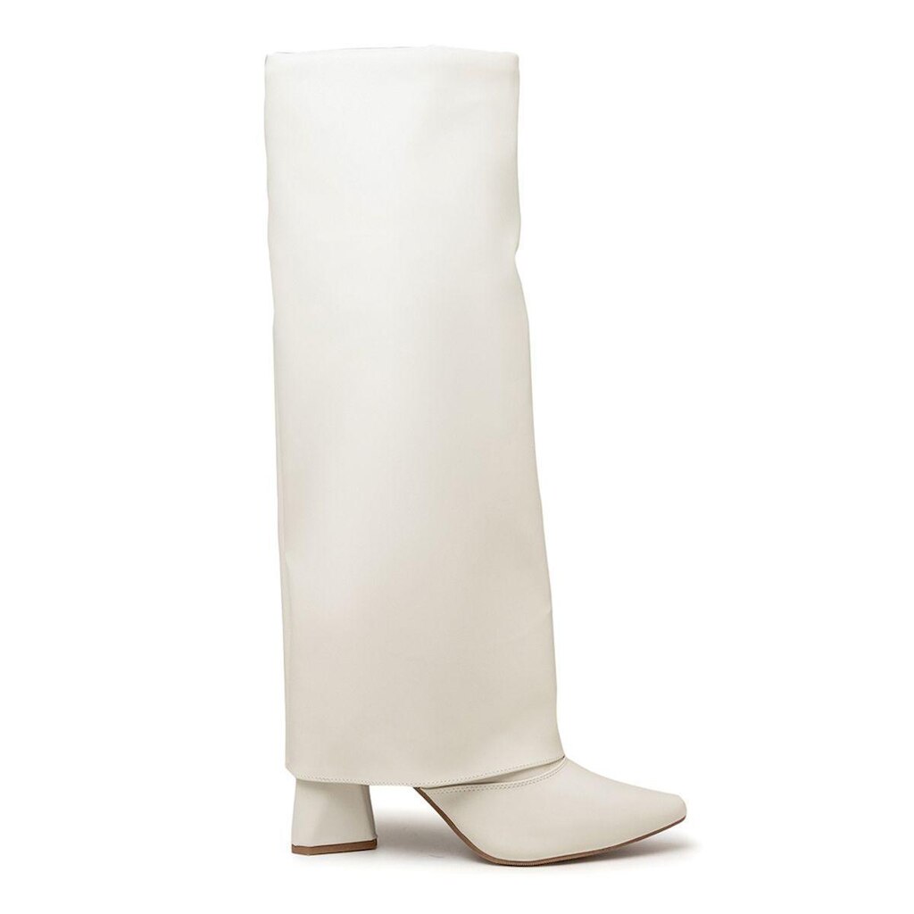 Bota Capa Cano Alto Com Bico Fino Off White
