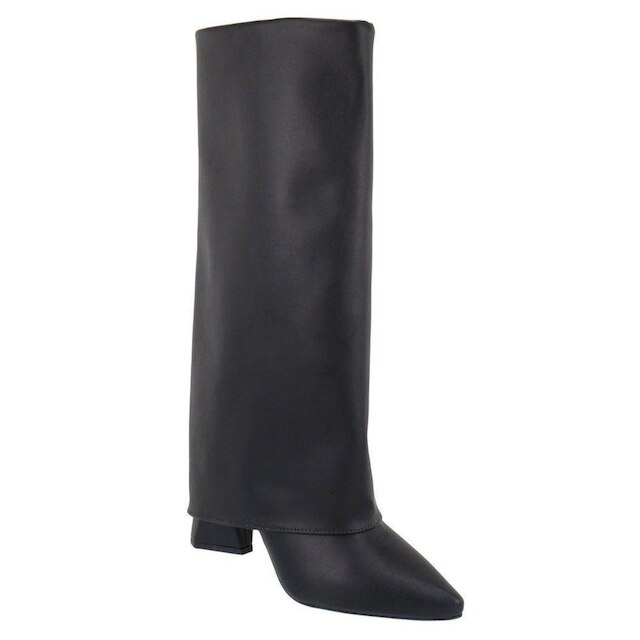 Bota Capa Cano Alto Com Bico Fino Preto