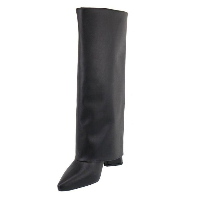 Bota Capa Cano Alto Com Bico Fino Preto