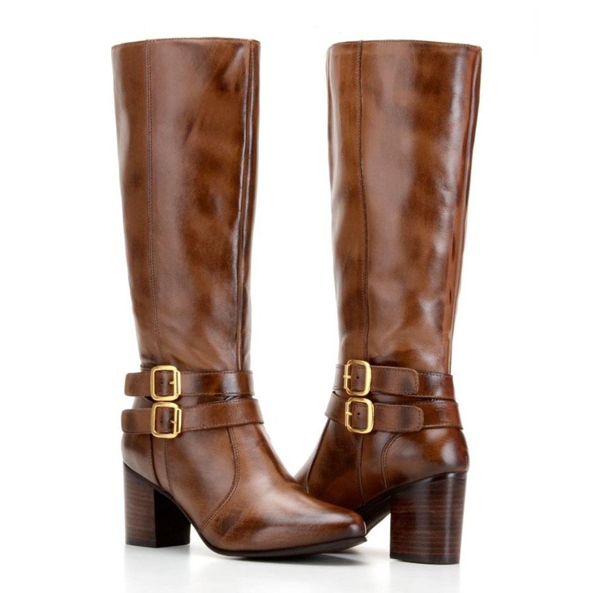 Bota Capelli Montaria de Salto e Cano Longo Couro Feminina - Marrom Menor preço em Bota Capelli Montaria de Salto e Cano Longo Couro Feminina - Marrom
