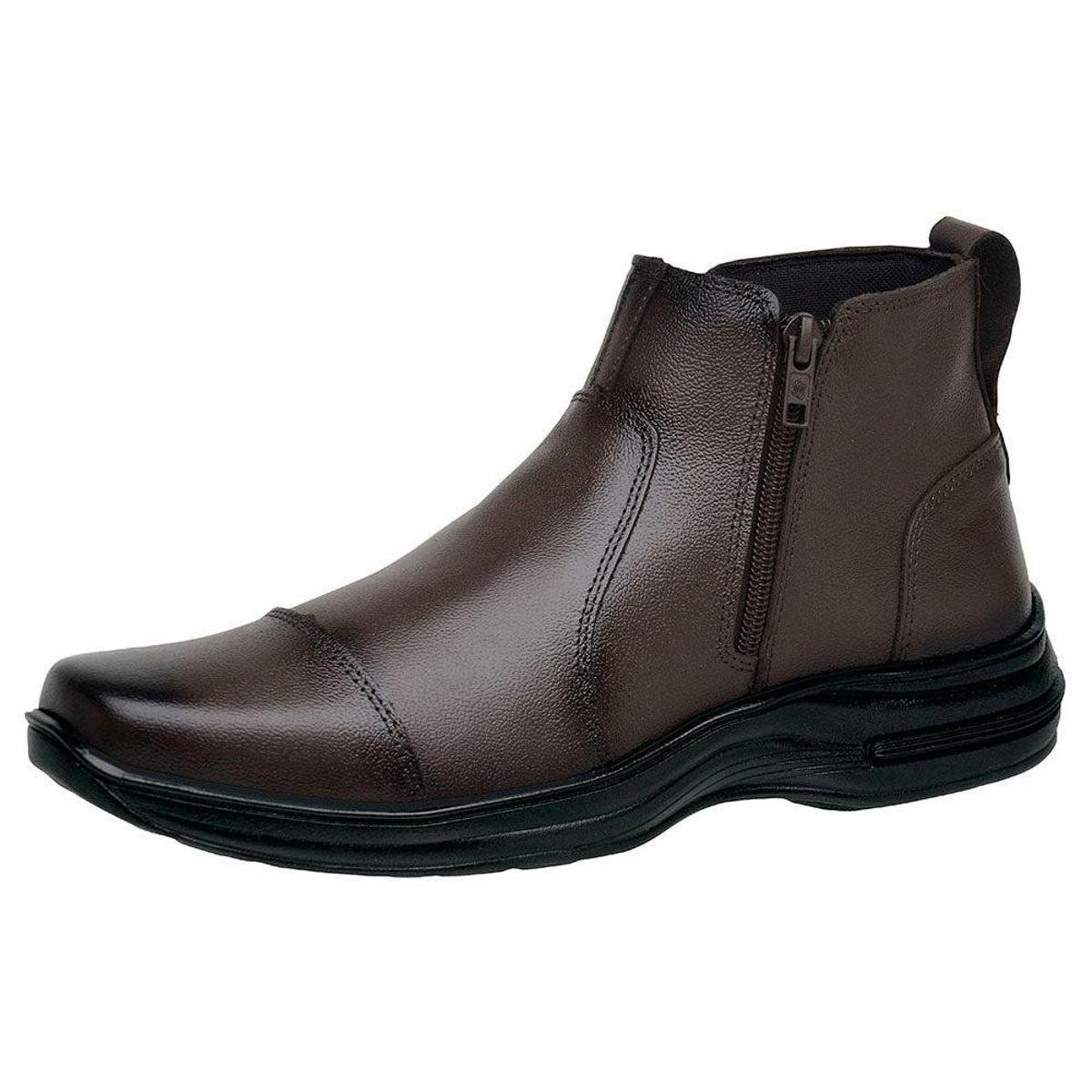 Bota Casual Couro Masculina Conforto Ajuste Ziper Puxador Traseiro - Marrom é ruim? Bota Casual Couro Masculina Conforto Ajuste Ziper Puxador Traseiro - Marrom é boa?