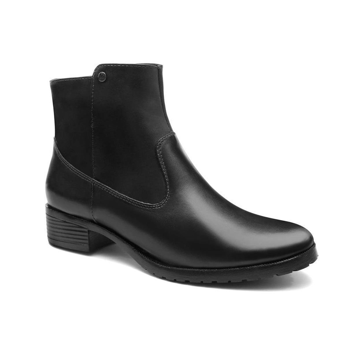 Bota Casual Feminina Couro Cano Curto Bico Redondo Lisa Leve Menor preço em Bota Casual Feminina Couro Cano Curto Bico Redondo Lisa Leve