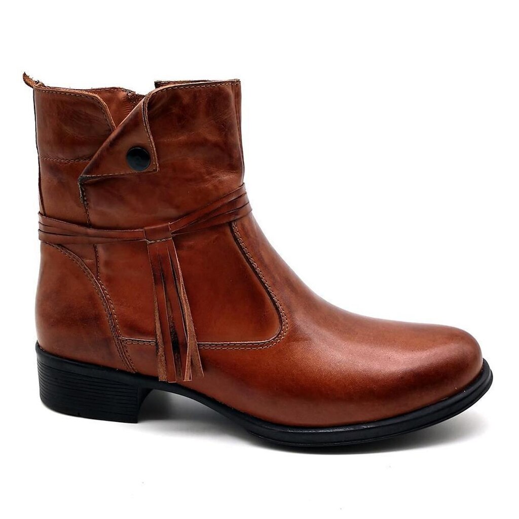 Bota Casual Feminina Couro Cano Médio Zíper Leve Confortável