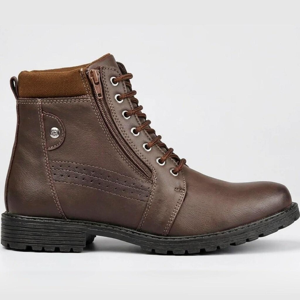 Bota Casual Masculina Cano Baixo Cadarço Zíper Conforto