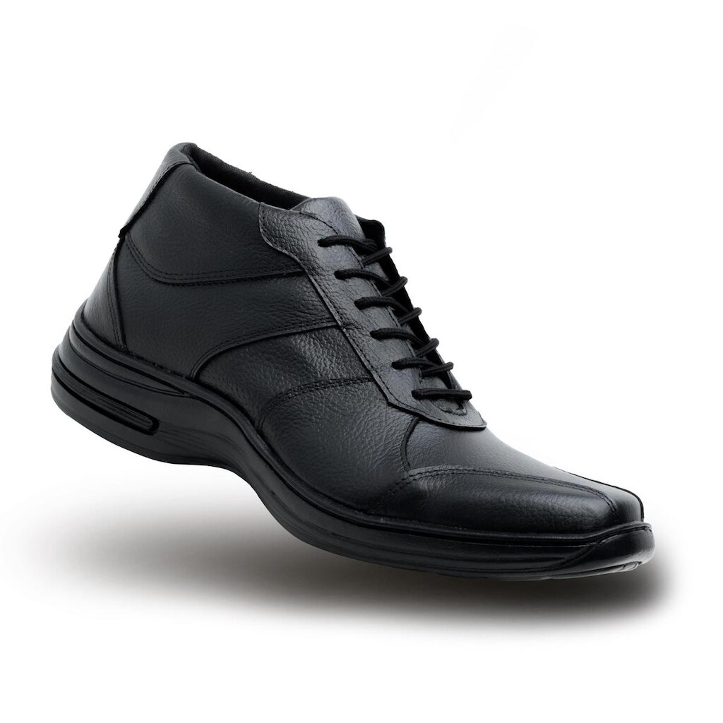 Bota Casual Social Couro De Amarrar Confortável Masculino