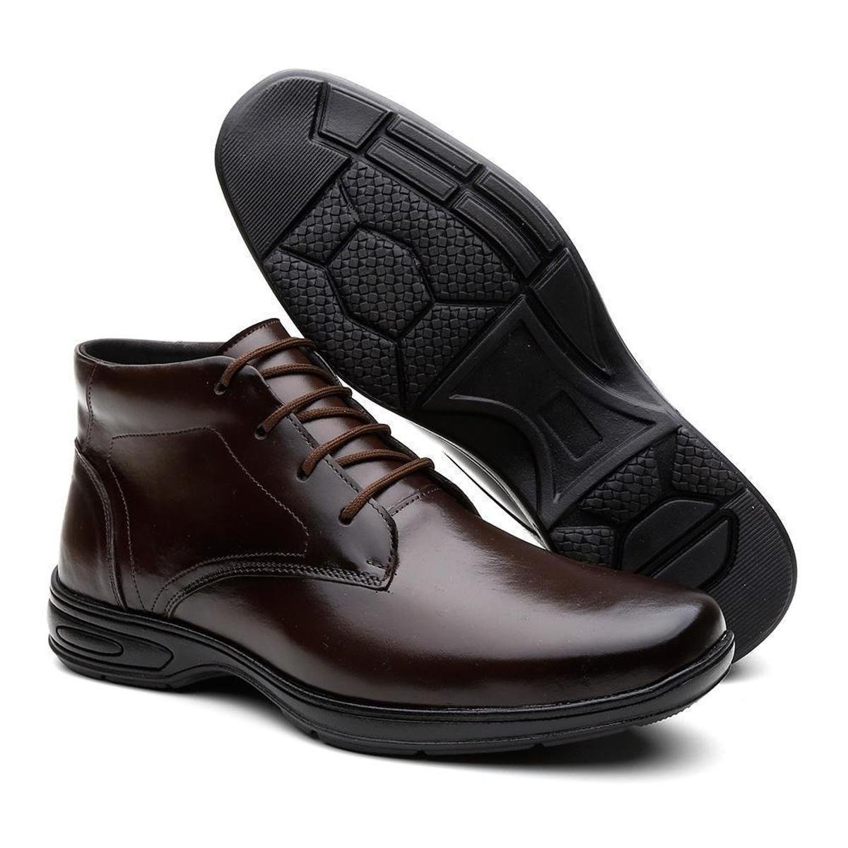 Bota Casual Social Couro Soft Liso Cano Médio Ajuste Cadarço Masculina Confortável Menor preço em Bota Casual Social Couro Soft Liso Cano Médio Ajuste Cadarço Masculina Confortável
