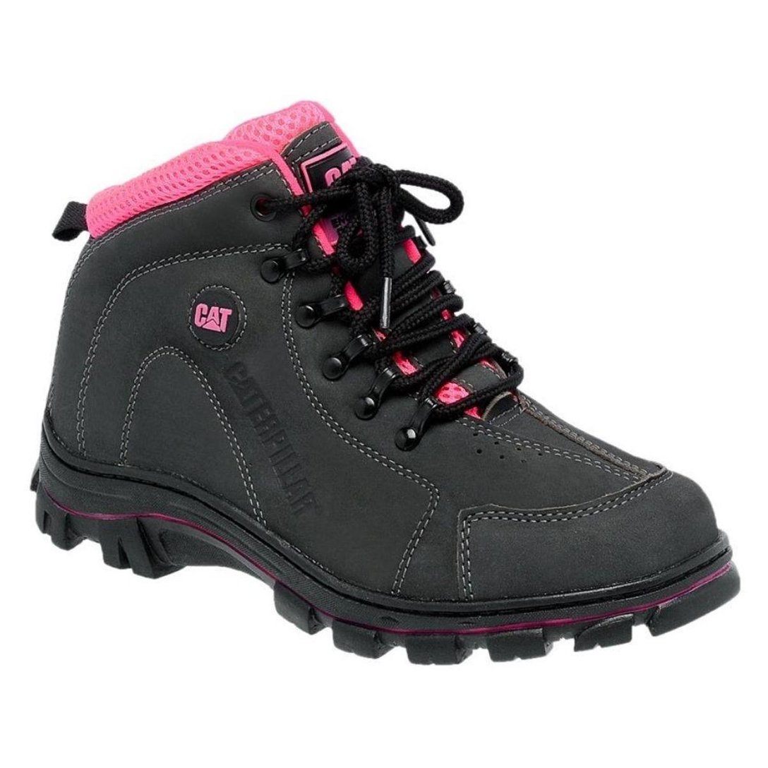 Bota CAT Feminina Confort Trabalho Couro Segurança - Cinza | Zattini