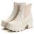 Bota Chealsea Feminina Cano Baixo Tratorado Couro Legitimo - Off White