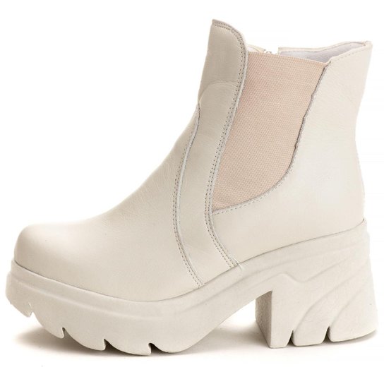 Bota Chealsea Feminina Cano Baixo Tratorado Couro Legitimo