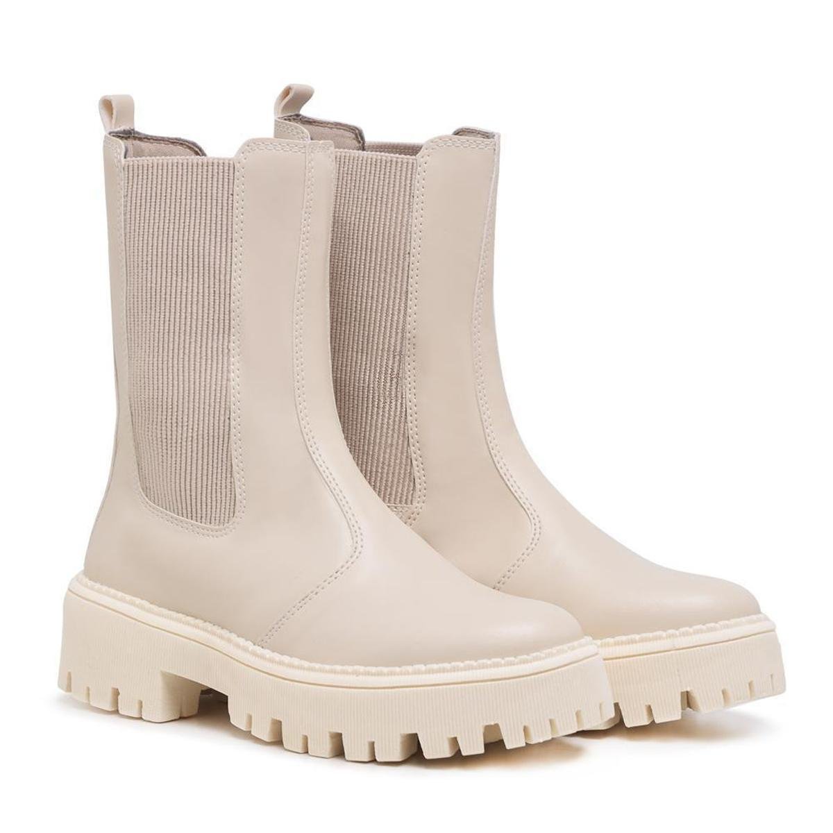 Bota Chelsea Feminina Cano Alto Plataforma Tratorada Moderno Menor preço em Bota Chelsea Feminina Cano Alto Plataforma Tratorada Moderno
