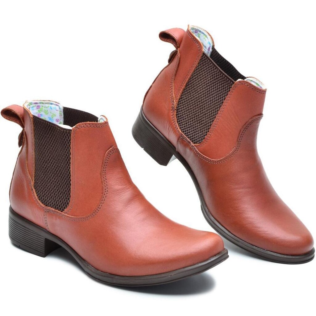 Bota Chelsea Feminina Couro Botina Cano Curto Elástico