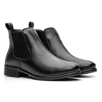 Bota Chelsea Feminina Couro Botina Casual Conforto
